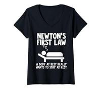 Mujer La primera ley de Newton Un cuerpo en reposo tiende a permanecer en reposo Camiseta Cuello V