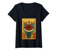 Mujer La Protección de la Santísima Madre de Dios - Theotokos Camiseta Cuello V
