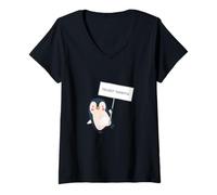 Mujer La protesta de pingüinos lindos resiste los aranceles Camiseta Cuello V