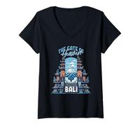 Mujer La Puerta del Cielo Templo Lempuyang Bali Indonesia Holiday Camiseta Cuello V
