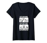 Mujer La puntuación de Let's Eat Kids Salva Vidas Divertidas Camiseta Cuello V