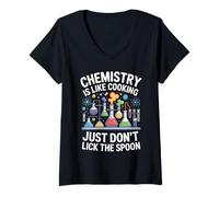Mujer La química es como cocinar, no Lamas Cuchara Ciencia Camiseta Cuello V