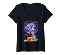 Mujer La Rabia cósmica de la Langosta me está consumiendo Aullando a la Luna Camiseta Cuello V