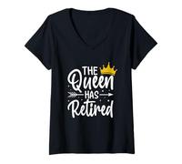 Mujer La reina se ha retirado divertido diseño Camiseta Cuello V