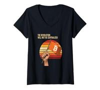 Mujer La revolución no será centralizada libertad de poder bitcoin Camiseta Cuello V