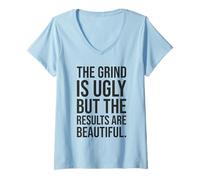 Mujer La rutina es fea: gimnasio, ajetreo, éxito, motivación Camiseta Cuello V
