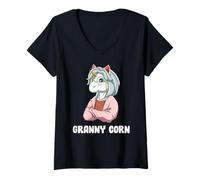 Mujer La Sabia Abuela Unicornio: La Abuelita Graciosa Camiseta Cuello V