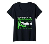 Mujer La Salud Mental Importa Las heridas Invisibles acaban con el estigma artístico Camiseta Cuello V