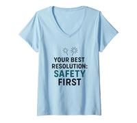 Mujer La Seguridad es lo Primero, su Mejor resolución de año Nuevo para Trabajar de Forma Segura Camiseta Cuello V