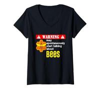 Mujer La señal de Advertencia Puede Comenzar a Hablar espontáneamente de Las Abejas Camiseta Cuello V