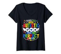 Mujer La Sociedad Dice Que Soy Autista Dios Dice Camiseta Cuello V