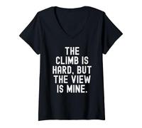 Mujer la Subida es Dura Pero la Vista es mía Motivacional Camiseta Cuello V