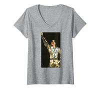Mujer La Superestrella del Pop de los 80 Live In Prague History World Tour 1996 Camiseta Cuello V