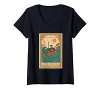 Mujer La Tarjeta de Cruz de Kayak Paddler Camiseta Cuello V