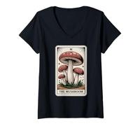 Mujer La Tarjeta del Tarot de Hongos Cottagecore Funny Mushroom Lover Camiseta Cuello V