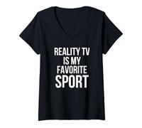 Mujer La televisión de Realidad es mi fanático Favorito de los Reality Shows Deportivos Divertidos Camiseta Cuello V