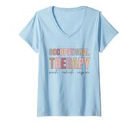 Mujer La Terapia Ocupacional CREA motivación inspira a los terapeutas Camiseta Cuello V