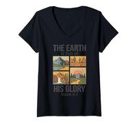 Mujer La Tierra está Llena de su Gloria - Isaías 6:3 Retro Nature Camiseta Cuello V