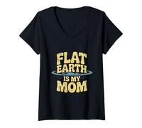 Mujer La Tierra Plana es Que mi mamá me Parece Plana, se ve Plana, Significado Camiseta Cuello V