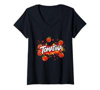 Mujer La Tomatina Festival Tomate Splash Design - España Camiseta Cuello V