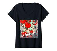 Mujer La Tomatina - Tomate Splash Festival en España Camiseta Cuello V