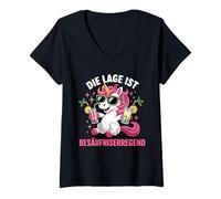 Mujer La Ubicación Es Huelga Fiesta Unicornio Malle Camiseta Cuello V