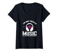 Mujer La única Verdad es la Música Camiseta Cuello V