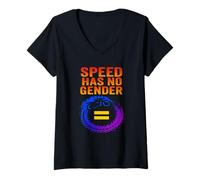 Mujer La Velocidad no Tiene Igualdad de género Diseño de automovilismo Camiseta Cuello V