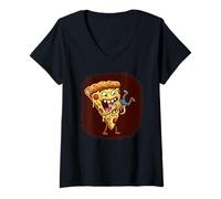 Mujer La Venganza de la Pizza Camiseta Cuello V