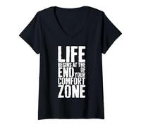Mujer La vida comienza al final de tu zona de confort Camiseta Cuello V