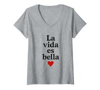 Mujer La Vida Es Bella Life is Beautiful Hombres Mujeres Niños Regalo Camiseta Cuello V