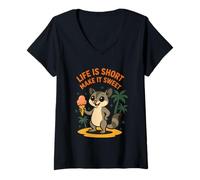 Mujer La vida es corta, hazlo dulce helado Camiseta Cuello V