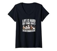 Mujer La Vida es difícil Compra Algunas Cabras y hazlo más difícil Camiseta Cuello V