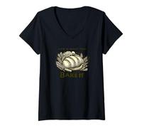 Mujer La vida es lo que horneas Panadería Hornear Pan fresco Pasteles Camiseta Cuello V