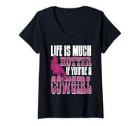 Mujer La Vida Es Más Fuerte Si Eres una Vaquera Camiseta Cuello V
