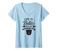 Mujer La Vida Es Mejor con Mi Perro Affenpinscher Camiseta Cuello V