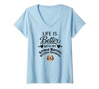 Mujer La Vida Es Mejor con Mi Perro Grand Basset Griffon Vendeen Camiseta Cuello V