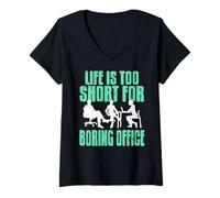 Mujer La vida es muy corta para un trabajo aburrido Camiseta Cuello V