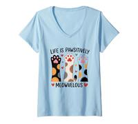 Mujer La Vida es pawsitively Meowvelous Cat Lover Camiseta Cuello V