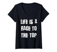 Mujer La vida es una carrera hacia la cima Camiseta Cuello V