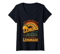 Mujer La Vida me DIO Algunos Limones Pero mi Jesús Él Be Makin Limonada Camiseta Cuello V