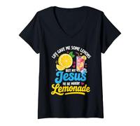 Mujer La Vida me DIO Algunos Limones Pero mi Jesús Él Estaba Haciendo Limonada Camiseta Cuello V