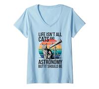 Mujer La vida no es todo gatos y astronomía, pero debería ser mujeres hombres Camiseta Cuello V