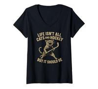 Mujer La Vida no es Todo Gatos y Hockey sobre Hielo, Pero debería Serlo Camiseta Cuello V