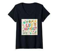 Mujer La Vida Pasa Familia y Otras Cosas Camiseta Cuello V