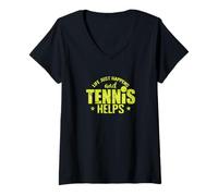Mujer La Vida Simplemente Sucede y el Tenis Ayuda Camiseta Cuello V