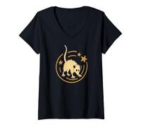 Mujer La zarigüeya aterradora Tiene Miedo bajo la Cola Estrellada de los 90 años 2000 Camiseta Cuello V