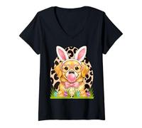Mujer Lab and Golden Retriever Bunny Ears - Camiseta para Perro de Pascua Camiseta Cuello V