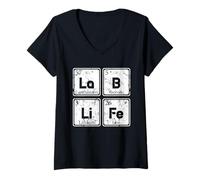 Mujer Lab-Life Laboratory Research Lab Química Tabla periódica Camiseta Cuello V