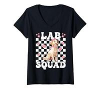 Mujer Lab Squad Labrador Dog Girl Coquette Bow Rosa Camiseta Cuello V